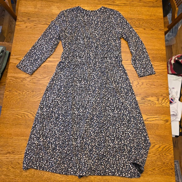 Sigrid Olsen Women's V-Neck Midi Dress Abstract Print Long Sleeve Faux Wrap Work - Picture 13 of 16